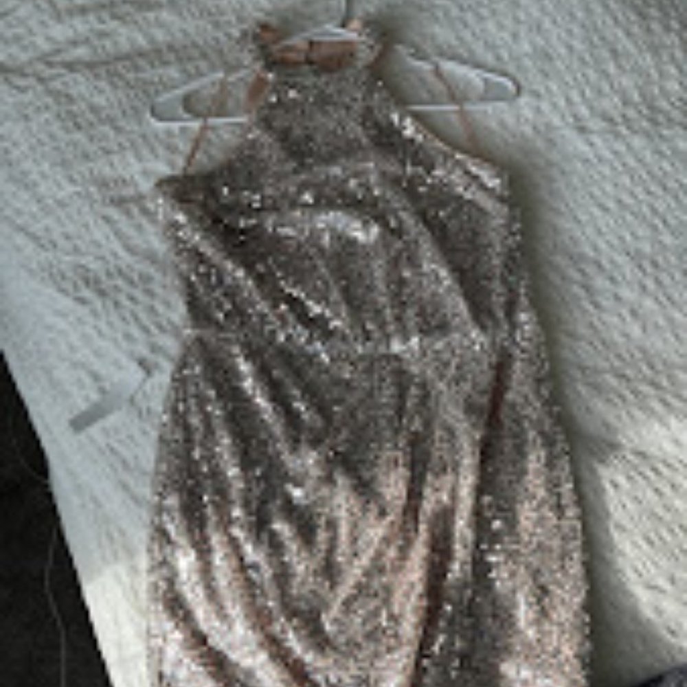 Halter Champagne Sequin Dress